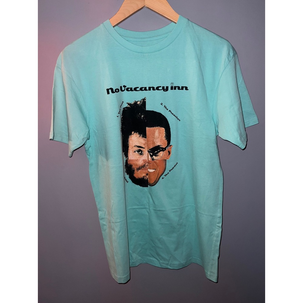 No Vacancy Inn Teal Blue Graphic T-Shirt The Poet Preacher Rebel Patriot Mens M